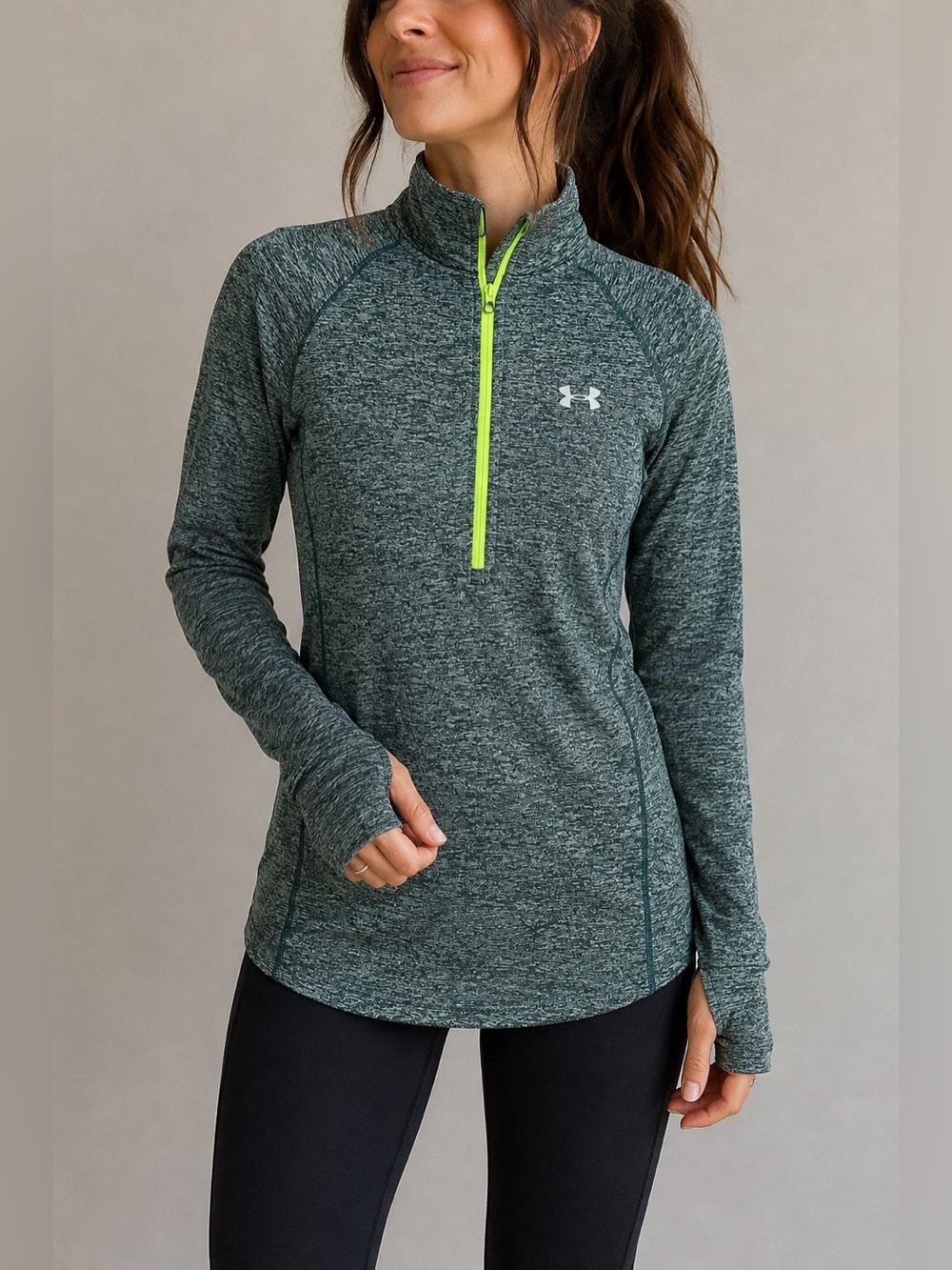 Under Armour HeatGear Women’s XS Forest Green Heather 1/4 Zip Athletic Pullover